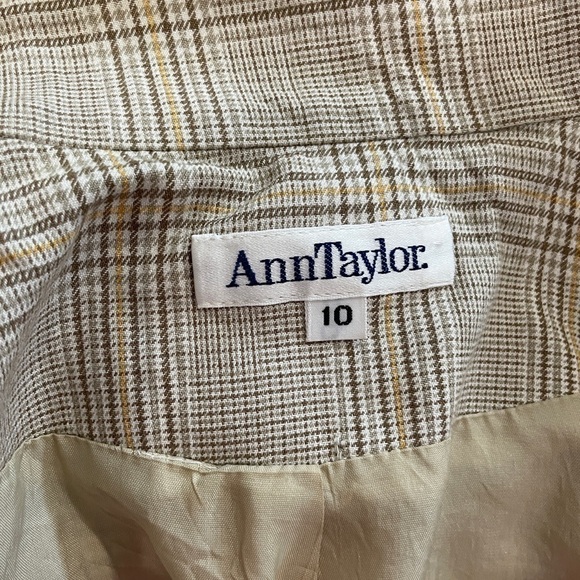 Ann Taylor Brown Beige Padded Shoulder Blazer - Picture 6 of 8